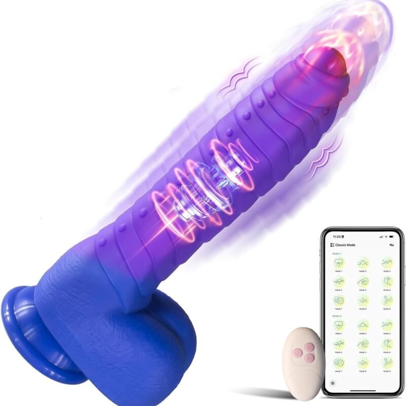 Thrusting Dildo Vibrator Sex Toys - 8.7 Inch Monster Dildos with Strong Suction Cup, Fantasy Dildo Anal Toys with 8 Thrusting & 3 Vibration & Heating Mode, Silicone Dildo Adult Toy for Women Men