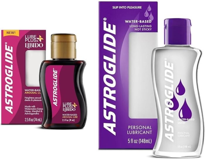Astroglide Lube Plus Libido (2.5oz) and Water Based Lube (5oz) Personal Lubricants and Sex Lubes for Pleasure