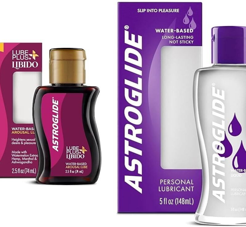 Astroglide Lube Plus Libido (2.5oz) and Water Based Lube (5oz) Personal Lubricants and Sex Lubes for Pleasure