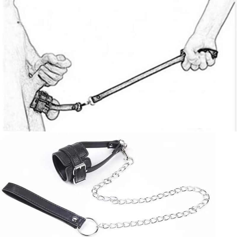 Testicle Bondage Rope Sex Restraints Male Sex Toy, Male Chastity Belts Cock Cage Strap with Chain Rope Leather Sex Bondage BDSM Toys, Male Masturbator Penis Punish Adult Sex Toys for Men Couples