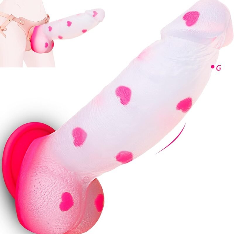 8" Huge Thick Monster Fantasy Dildo - Big Pink Clear Horse Dragon Dildo, Strap on Dildo with Suction Cup, Large Curved Girth Dildos for G Spot Anal, Adult Sex Toys & Games for Women Couples Lesbian