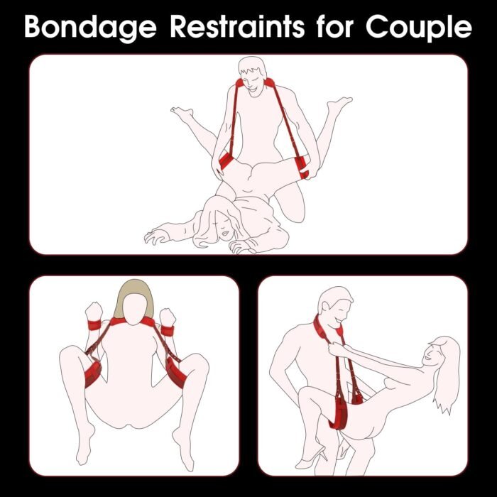 Sex Bondage BDSM Restraints Kit - Neck to Thigh/Ankle Bondage with Handcuffs Adjustable Wrist Cuffs,Bed Restraints BDSM Thigh Sling,Sex Things for Couples Kinky,Adult Sex Toys for Couple Women - Image 2