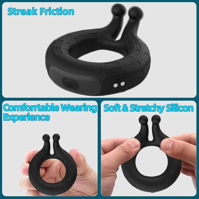 Vibrating Cock Ring TRACROD Male Sex Toys for Men Penis Ring Vibrator with 10 Vibrating Patterns, Pleasure Couples Vibrator with G Spot Clitoris Stimulator，Adult Sex Toy & Games for Couples Women - Image 5