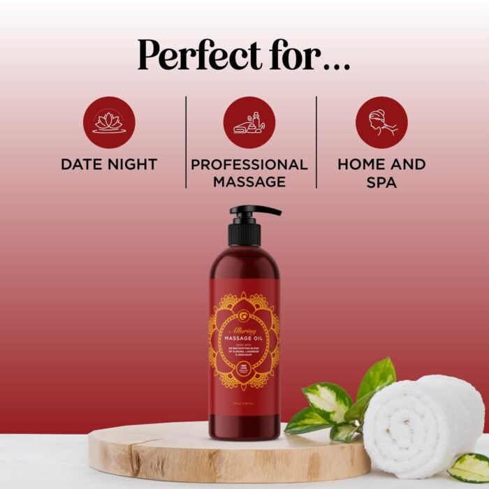 Relaxing Massage Oil for Massage Therapy - Aromatherapy Full Body Massage Oil with Enchanting Lavender Ylang Ylang Orange and Geranium Essential Oils - Naturally Scented Vegan Non GMO & Gluten Free - Image 7
