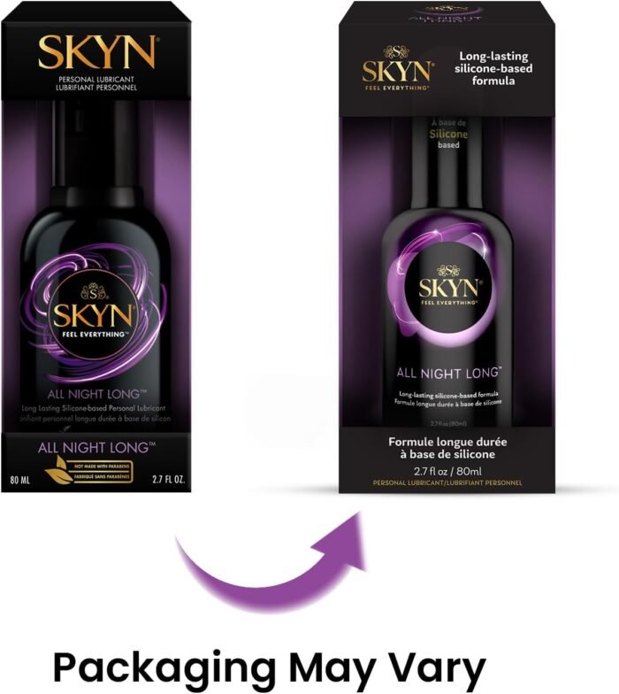 SKYN All Night Long Silicone-Based, Long Lasting Lube (2.7 oz) for Men, Women and Couples, Safe with Latex and Non-Latex Condoms - Image 2
