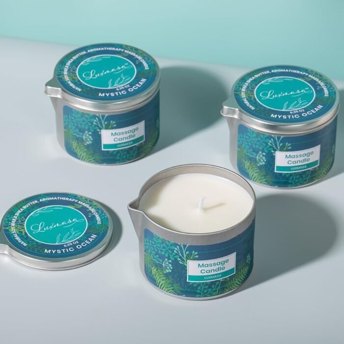 Soy Wax Scented Massage Oil Candles for Couples - Warm Body Oil Candle for Therapy -Low Temp Skin Moisturizing Lotion Candles 6.35OZ (Mystic Ocean Scent) - Image 2