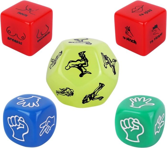 Sex Game Sex Dice, Couples Sex Toys Glow in The Dark Positon Dice for Date Night Sex Games, Romantic Anniversary Valentines Gifts Adult Couple Games 5 Dices for Adults Sex Games for Couples