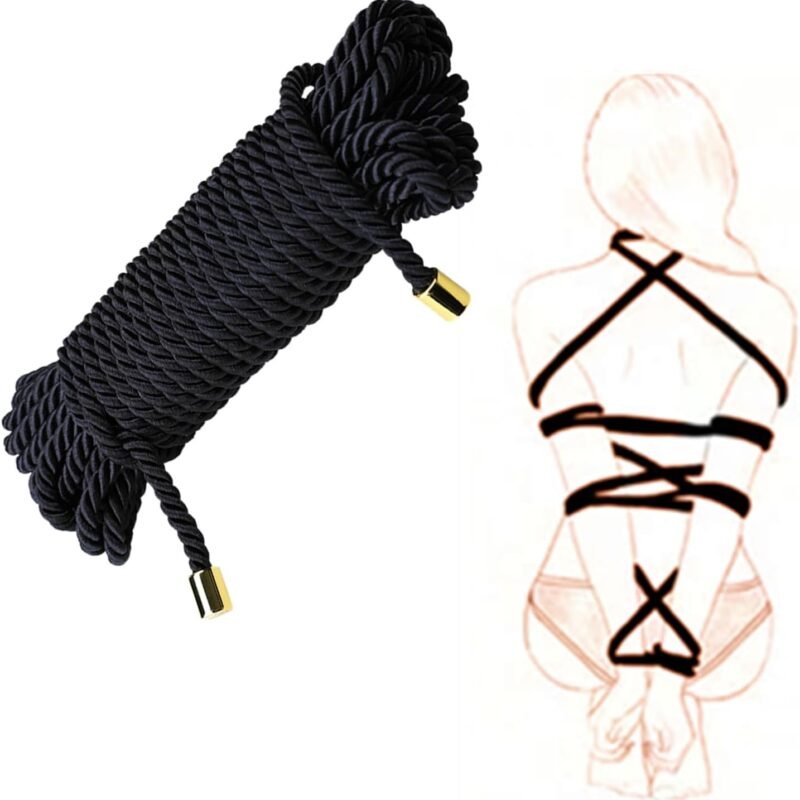 Bondage Rope Sex Gear, 32.8ft/10m, Adult Sex Play Flirting Bondage BDSM Shibari (Black)