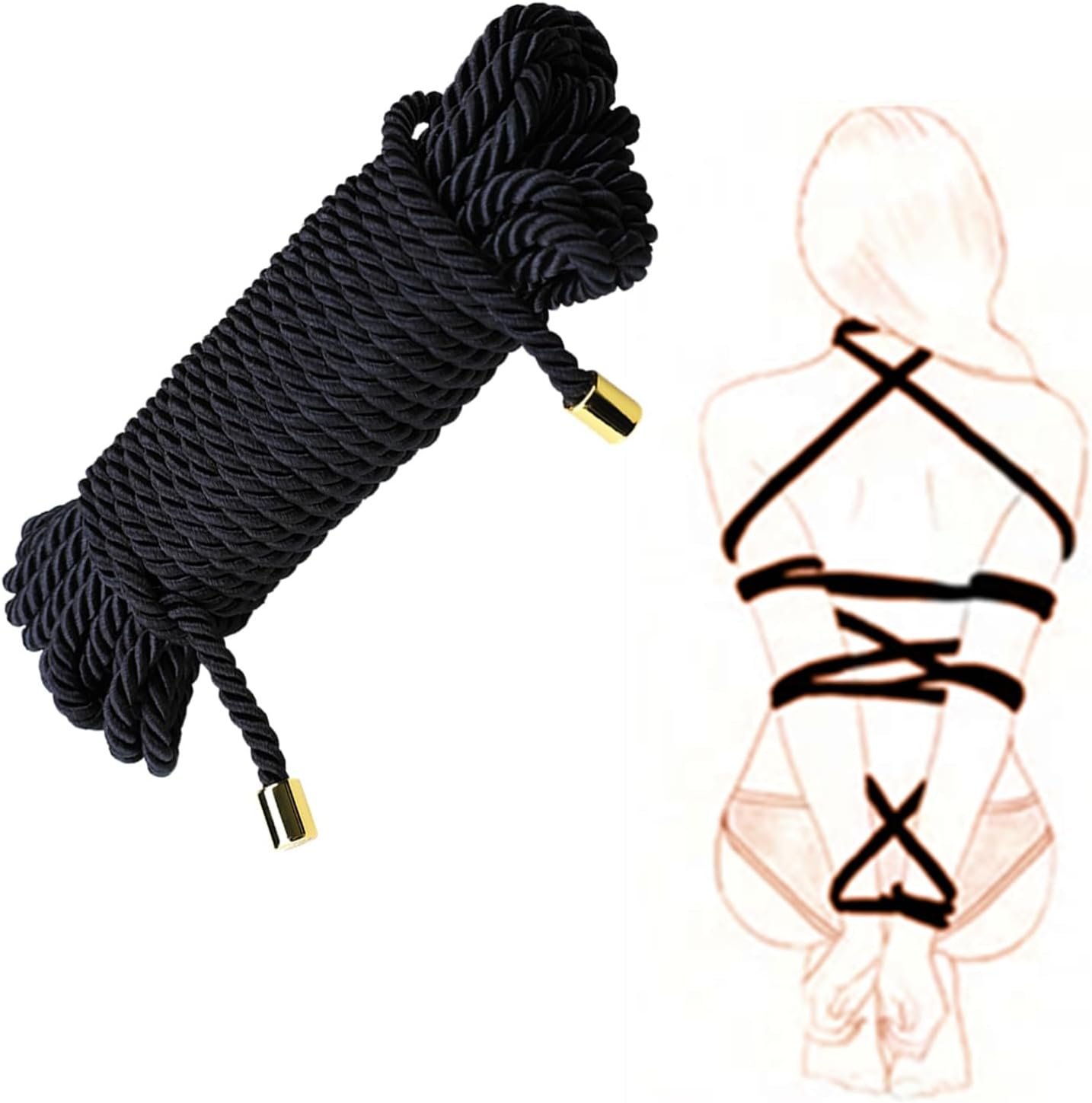 Bondage Rope Sex Gear, 32.8ft/10m, Adult Sex Play Flirting Bondage BDSM Shibari (Black)