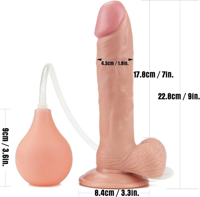 Dildo Squirt Adult Sex Toy, 9" Squirting Dildo Ejaculating Dildo Butt Plug Anal Douche with Big Enema Bulb, Anal Dildo Huge Thick Realistic Dildo Suction Cup, Strap On Dildo Anal Toys Sex Toy Men Gay - Image 6