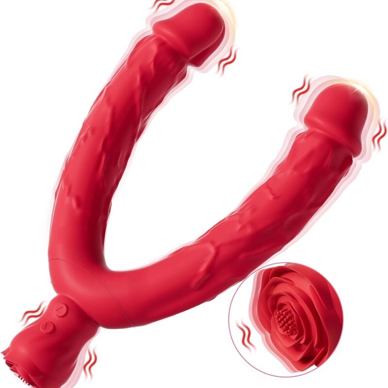 Double Dildo Lesbian Sex Toys 3 in 1 Realistic Dildo for 10 Vibrating Modes, Adult Sex Toy for Stimulation with G Spot Anal Prostate Strapless Realistic Silicone Massager for Men Women Games