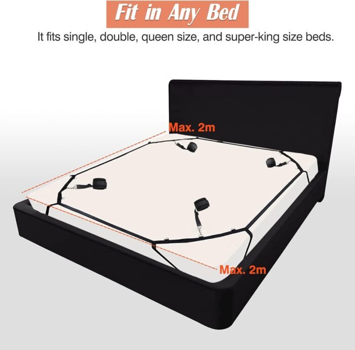 Sex Bondage BDSM Kit Bed Restraints Set - Sex Toy for Couples Game Handcuff Ankle Cuffs Blindfold Tickler, Fit for Thicker Mattress Sex Straps Bondage Gear & Accessories Adult - Image 5