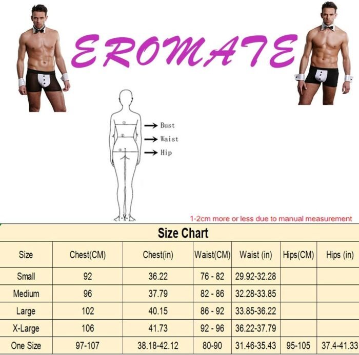 Mens Butler Lingerie Underwear Tuxedo Waiter Server Brief Costume Outfit - Image 6