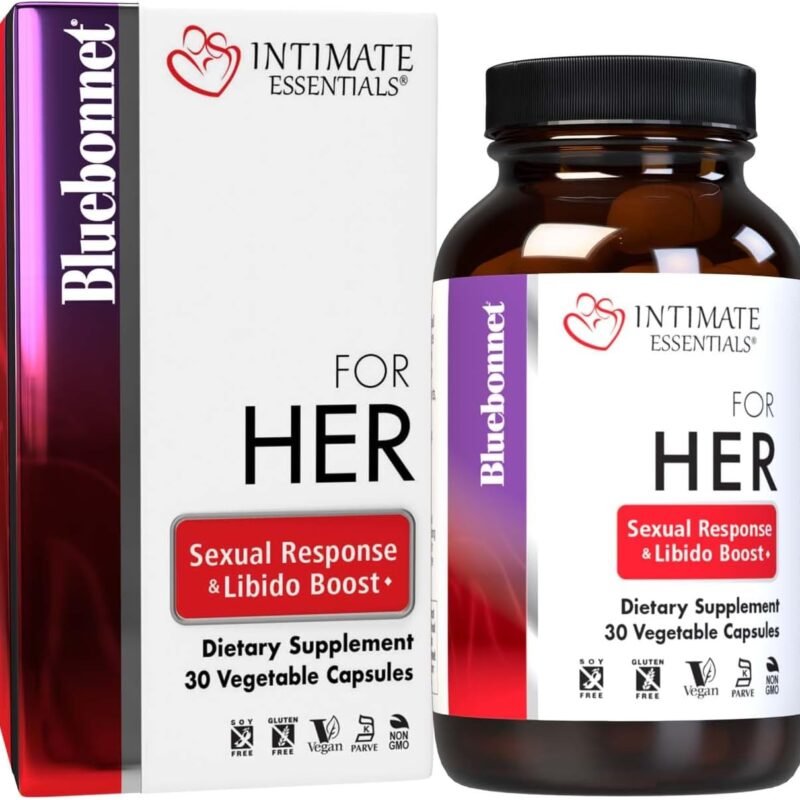 Bluebonnet Nutrition Intimate Essentials for Her Sexual Response & Libido Boost*, Non-GMO, Vegan, Kosher, Gluten-Free, Soy-Free, Milk-Free, 30 Capsules, 15 Servings