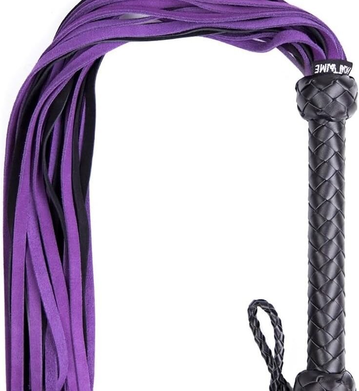 Premium Purple Leather Flogger for Couples – Deluxe BDSM Whip for Sensual Play, Erotic Exploration & Fetish Adventures – Adjustable Sensation Control Accessory