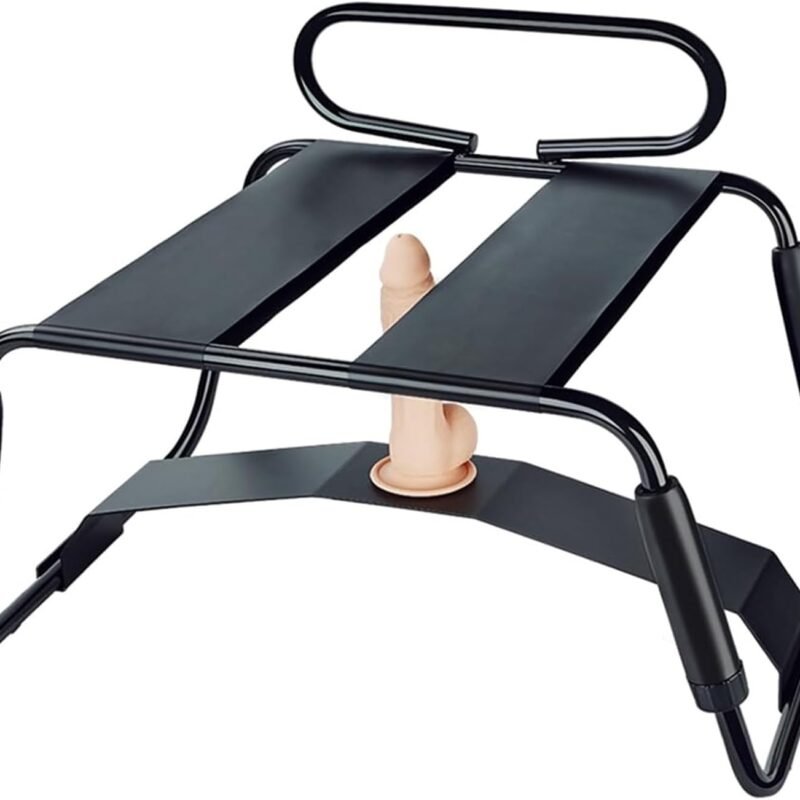Sex Chair Adjustable Height Sex Bench Bouncing Mount Sex Stool Position Bouncer Chair with Handrail and Dildo Stainless Portable Elastic Chairs BDSM Sex Novelty Toy for Adult Game (Black)