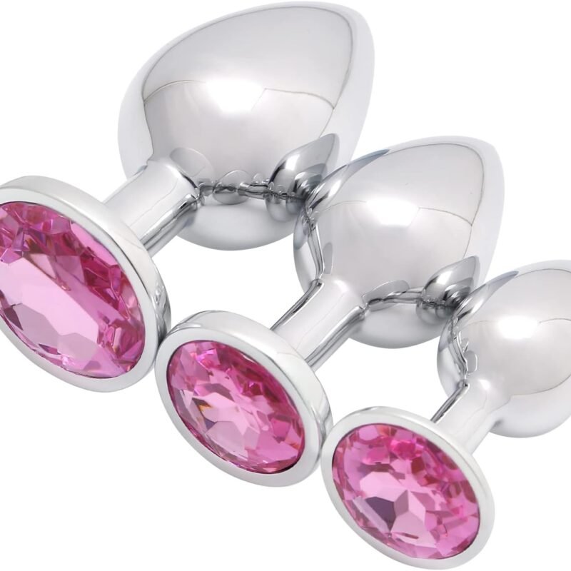 3 Pcs Luxury Jewelry Design Fetish Anal Butt Plug(Pink)