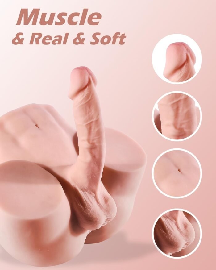 11LB Torso Male Sex Doll with Realistic Flexible Huge Cock Dildo &Lube Syringe&Drying Stick,Anal Male Masturbator with Tight Hole for Men Masturbation,Sex Toy for Men Women Gay Couple - Image 5