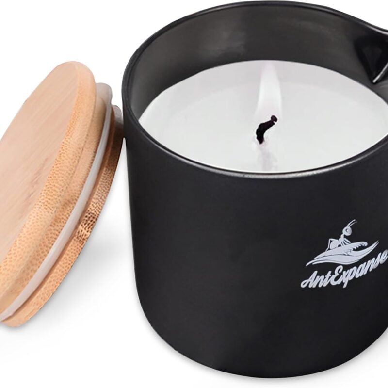 Soy Massage Oil Candle, 8.8OZ Low Temp Vanilla Candle in Frosted Black Glass, Moisturizing Essential Oil Body Massage Candle for Home & Spa, Skin Treatment Wax (Classic Vanilla)