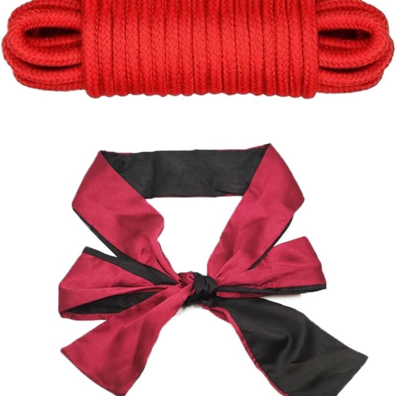 BDSM Bondage Set Adult Sex Toys for Women, BDSM Toys Kit Women Sex Toys with 1Pcs Bondage Rope & 1Pcs Sex Blindfold, Bondage Restraints Sex Rope & Eye Mask Satin Blindfold Bondage Gear & Accessories