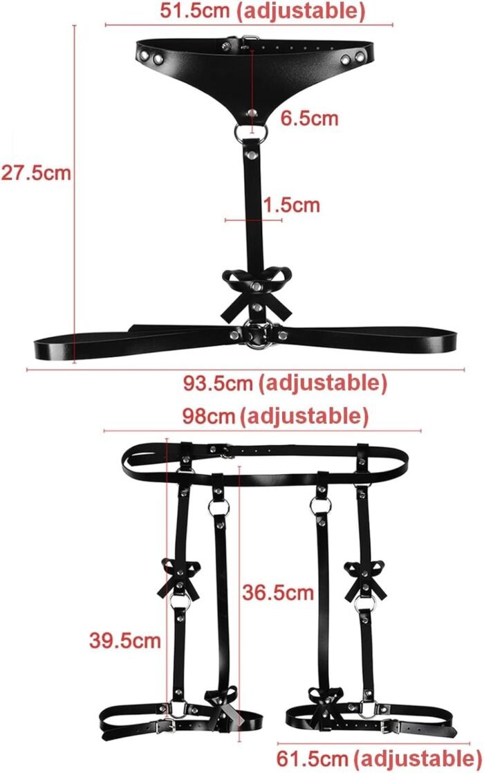 Women Harness Fashion Leather Garter Belt, Sexy Punk Suspender Belt Set BDSM Erotic Clothing Slutty Sex Outfits Restraints, Sex Clothes for Women Naughty, SM Sex Toys for Couples Flirt Fetish - Image 5