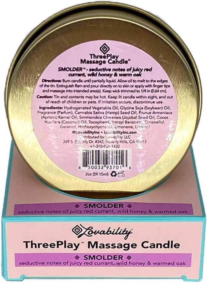 ThreePlay Massage Candle (2 Oz) | 3-in-1 Mood-Setting Candle, Massage Oil, and Moisturizer | Notes of Red Currant, Wild Honey & Warmed Oak | Natural Ingredients, OB/GYN-Approved, Vegan - Image 4