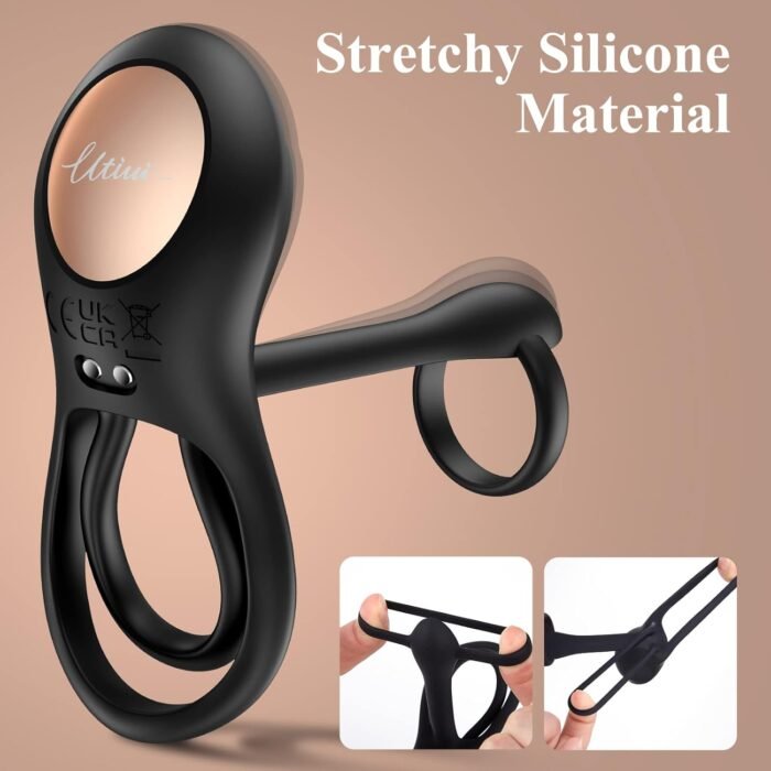 Vibrating Cock Ring Sex Toys - 3 in-1 Adult Couples Sex Toys Silicone Waterproof G-spot, Clitoral Stimulator with 10 Vibration Modes for Women, Double Penis Ring for Men to Longer Harder Erection - Image 4