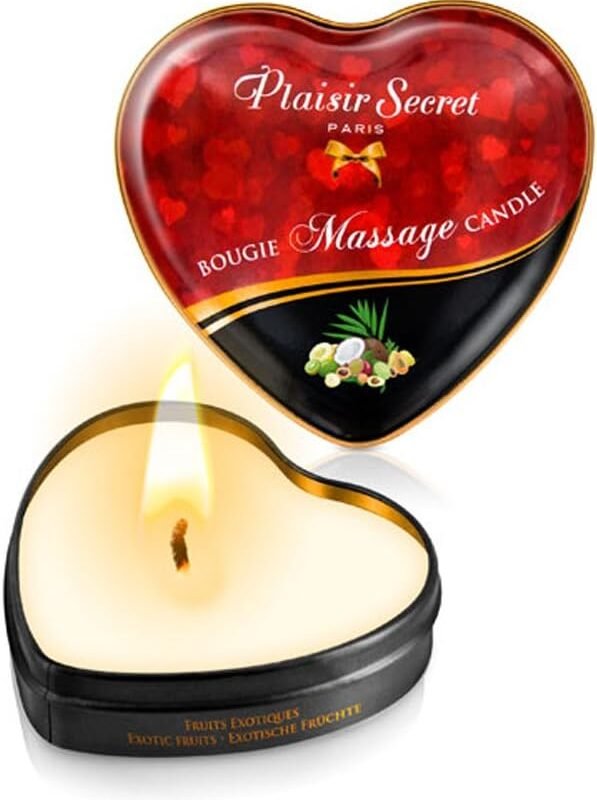 Edible Mini Massage Candle in Heart-Shape tin 1,23 fl oz (Exotic Fruits)