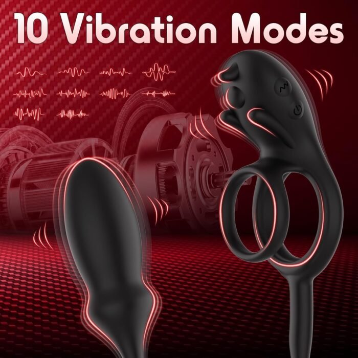 Vibrating Cock Ring with Anal Plug, Penis Ring with Remote Control 10 Vibrations for Erection Enhancing, Male Rose Rabbit Clitoral Bullets Butt Plug Vibrator, Adult Sex Toys for Men or Couples - Image 2