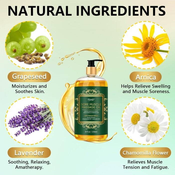 Mothers Day Gifts for Wife, Arnica Sore Muscle Massage Oil for Massage Therapy, with Massage Roller Ball & Thumb Saver Massager, Body Massage Oil with Arnica Oil, (8 Fl Oz) - Image 3