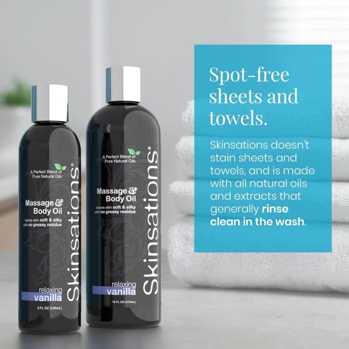 Skinsations - Massage Oil Kit (Set of 4) Natural Scents of Vanilla, Cinnamon, Lavender in a Blend of Sweet Almond Oil, Fractionated Coconut Oil, Grapeseed Oil & Jojoba Oil Body Oil - Image 8