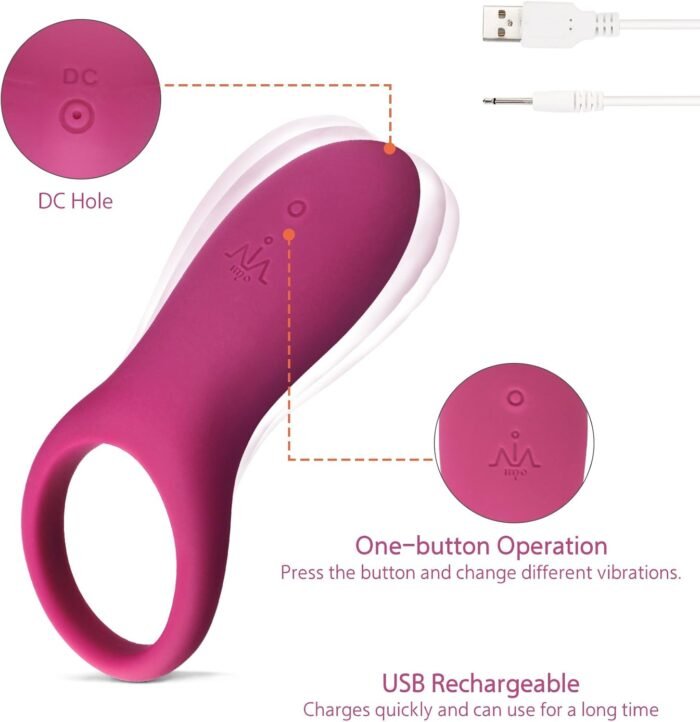 IMO Full Silicone Vibrating Cock Ring - Waterproof Rechargeable Penis Ring Vibrator - Sex Toy for Male or Couples (Wine Red) - Image 2