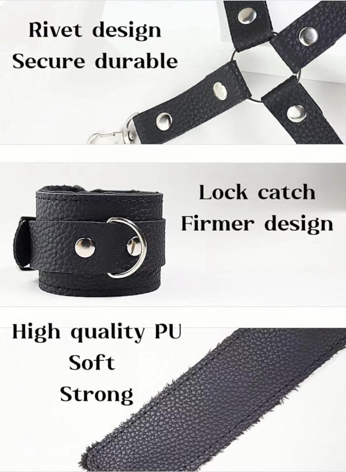 Bondage Gear Restraint Kits BDSM Sets Sex Toys for Couples 10Pcs Beginners SM Foreplay with Handcuffs Collar Nipple Clamps BallGag Blindfold Tickler Role-Play,Bed Restraints for SexPlay - Image 5