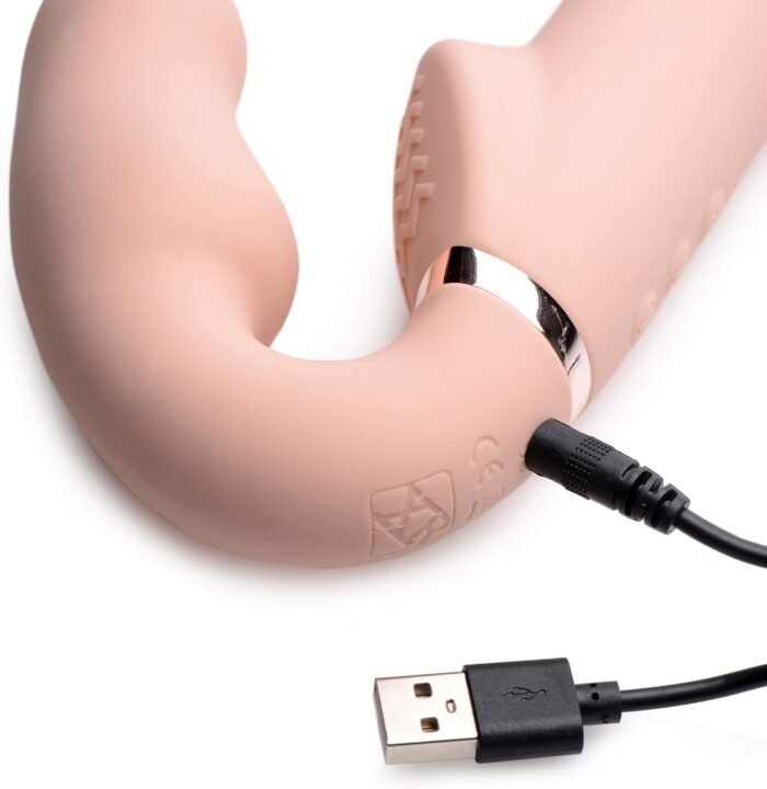 Strap U Strap-u 10x Swirl Ergo-fit Inflatable & Vibrating Strapless Strap-on - Beige - Image 7