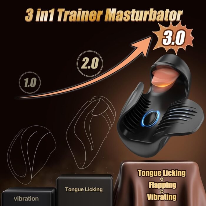 Male Sex Toys for Men - baiwatt Male Masturbator Penis Training Vibrator, 10 Tongue-Licking & Tapping & Vibrating Sex Toy Male Stroker Trainer, Mens Sex Machine Masturbators Adult Sex Toys & Game - Image 4
