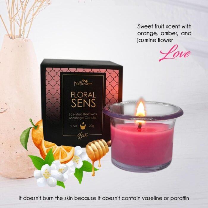 Hot Flowers Beeswax Body Scented Massage Candle Set - Low Heat Oil Warmer - Skin Safe Moisturize - Set of Three 0.7 oz Each - Romance Sweet Floral, Charm Fruit, Love Floral - Image 6