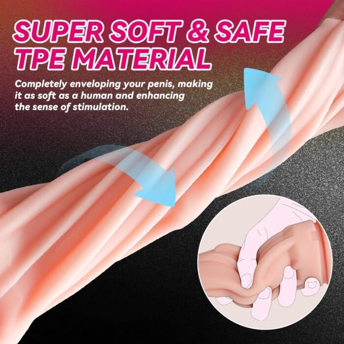 Male Masturbator Cup, Quiet Adult Sex Toys for Men Realistic Pocket Pussy Vagina Textured with 7.5in Depth Lifelike Soft and Man Masturbation Stroker - Image 4