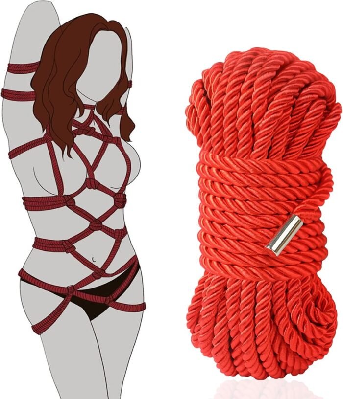 BDSM Bondage Shibari Sex Rope - BDSM Beginner Set Kit Adult Fetish Bondage Restraints Set Sex Toys for Women, Men & Couples, 32 Feet 8MM (Red)
