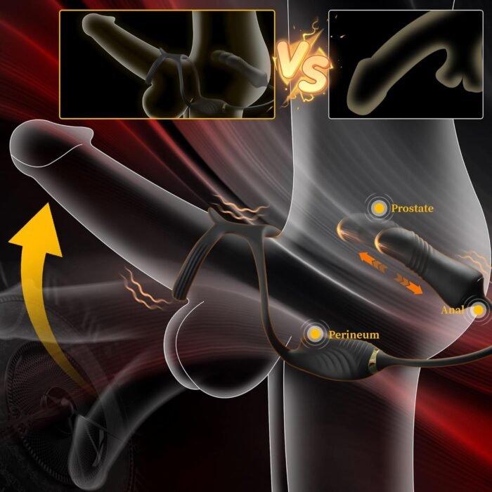 Thrusting Prostate Massager Anal Vibrator, Male Prostate Toy with Vibrating Penis Ring, Gay Sex Toys for Men P Spot Stimulation with 10 Thrusting Vibrating Modes, Anal Butt Plug Cock Rings with Remote - Image 2