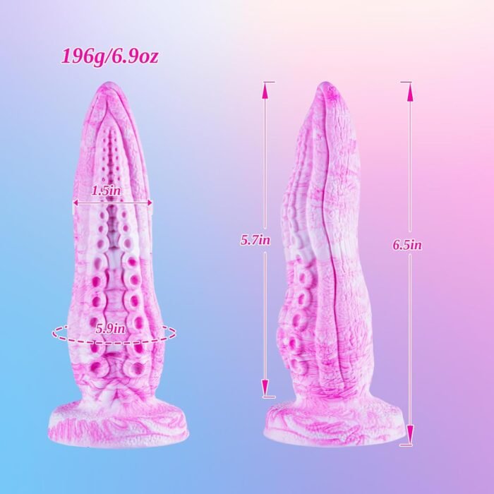 5 Inch Small Tentacle Octopus Dildo Cute Anal Plug with Suction Cup, 6 Inch Realistic Monster Dildo Anal Stretcher for Beginners, Silicone Fantasy Bad Dragon Dildo Sex Toy for Gay Men Women Pink - Image 4
