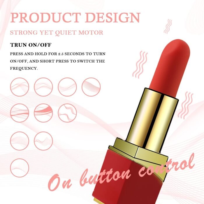 Bullet Lipstick G Spot Vibrator - Lipstick Shaped Tip with 10 Vibration Modes Discreet Pocket Womens Clitoral Vibrator for Her, Rechargeable Soft Powerful Vibrating Adult Sex Toys & Games Red - Image 6
