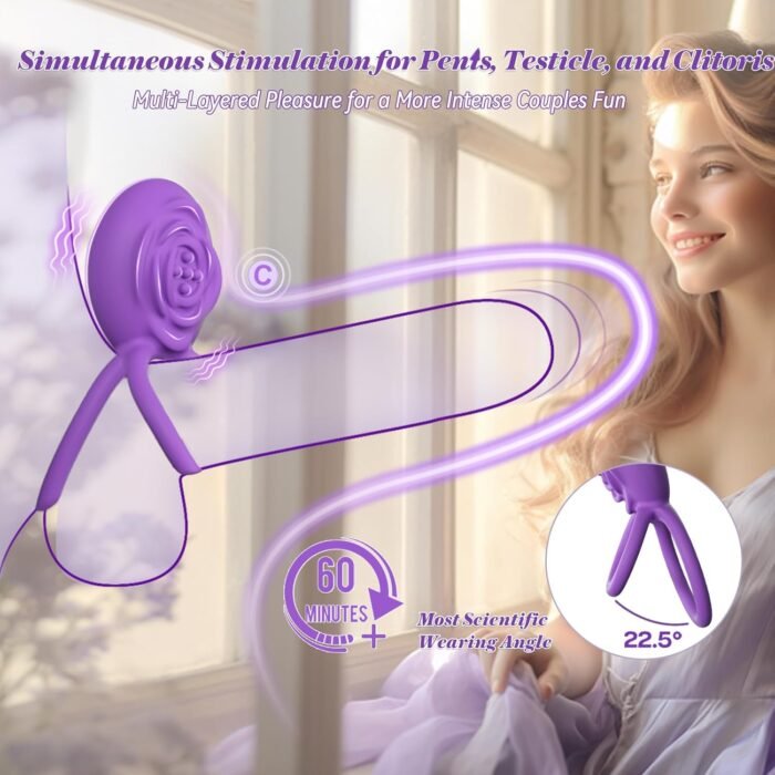 Vibrating Cock Ring with Rose Clitoral Stimulator, Pleasure Penis Ring Vibrator Couples Adult Sex Toys for Men Women, YUKZEN APP Controlled 10 Vibrations Male Couple Sex Toy, Vibrators for Men - Image 2