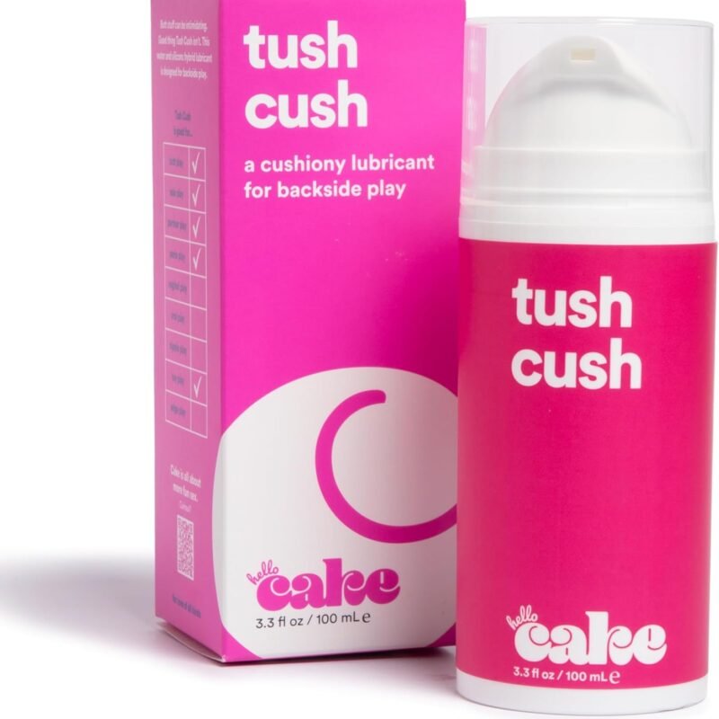 Hello Cake Tush Cush, Silicone and Water-Based Personal Lubricant, Formulated for Anal Use, Hybrid Lube for Men, Women, and Couples, 3.3 fl oz