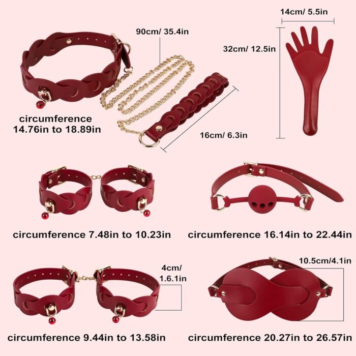 Sex Bondage BDSM Kit Restraints Upgrade 9PCS Sets with Adjustable Handcuffs Collar Ankle Cuff Blindfold Mouth Ball Gag Whip SM Games Sex Toys for Men Women and Couples Foreplay - Image 6