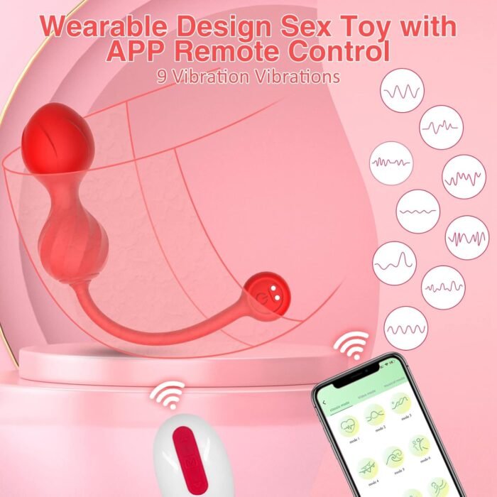 APP G Spot Vibrator, Sex Toys Clitoral Vibrators with 9 Vibration Modes, Remote Control Vibrators Waterproof Silicone Adult Sex Toys for Women and Couples Pleasure (red) - Image 4
