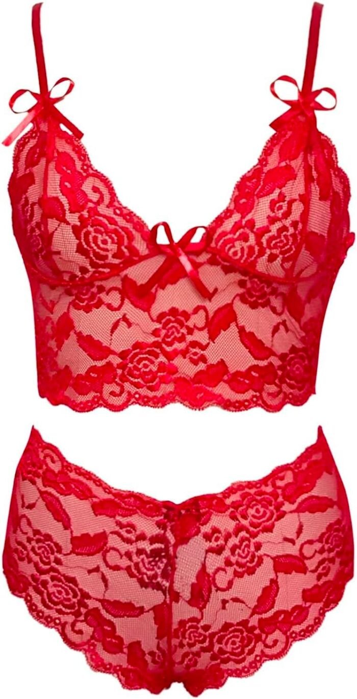 Women Sexy Lace Chemise Babydoll Adjustable Strappy Front Open Closure Mini Dress High Waisted Nightwear Negligee - Image 4
