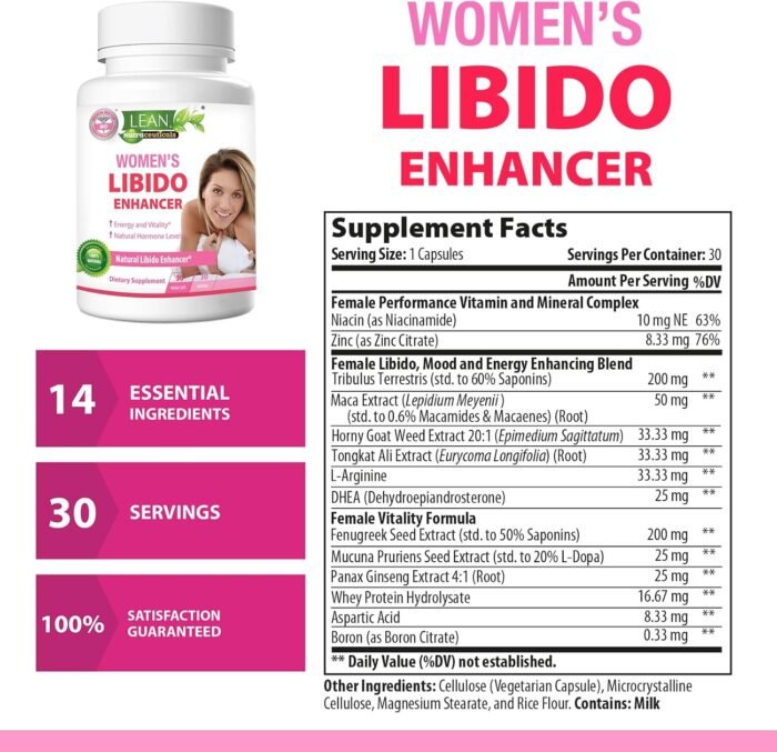 Libido Booster for Women, Maca Root Fenugreek Tongkat Ali Horny Goat Weed Female Energy Enhancer, Hormone Harmony Balance Mood Support Menopause Panax Ginseng DHEA Boron Supplement Pills, 30 Capsules - Image 3