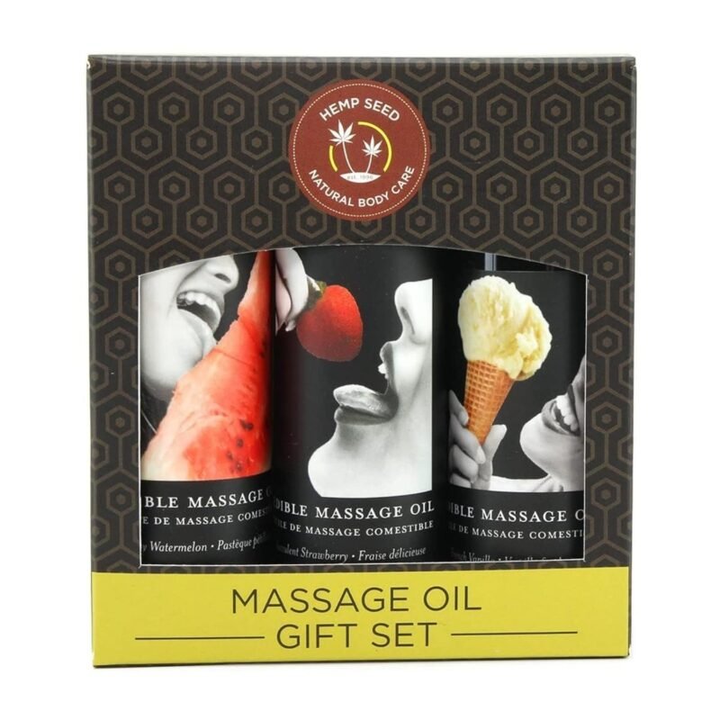 Earthly Body Edible Massage Oil - Hemp Seed, Almond, Grapeseed, Apricot & Vitamin E Oil - Vegan & Cruelty Free