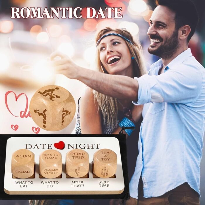 Date Night Dice Couples Gift Ideas, Valentines Day Gifts for Him, Funny Dice Games for Boyfriend, Gilfriend, Husband, Wife, Men, Romantic Wooden Decision Dice for Her - Image 4
