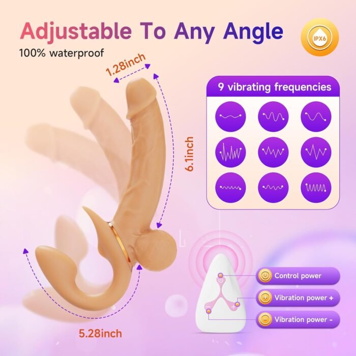 Strap On G-Spot Dildo Vibrator - SWEETLORY Double Ended Dildo with 9 Vibtrating Modes, Strapless Dildo with Remote Control, Realistic Dildo Clitoral Stimulator Adult Sex Toys for Lesbian Women Couple - Image 4